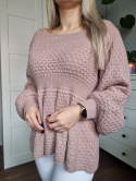 Waisted sweater, powder pink