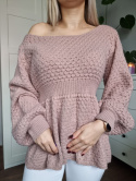 Waisted sweater, powder pink