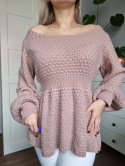 Waisted sweater, powder pink