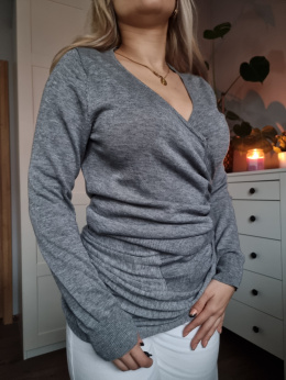 Kopertowy sweter, wełna, tencel, DONNA by MARIO CONTI, r. M