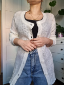 Thin cream sweater with a button stripe