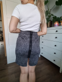 Grey pencil mini skirt with a paisley pattern