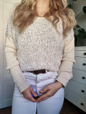 Beige Sweater with Front Appliqué