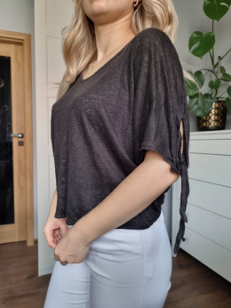 Tmavě šedá oversized halenka, 100% len