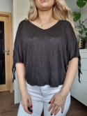 Dark grey oversized blouse, 100% linen