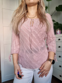 Pink vintage blouse with a tie on the bust and sleeves