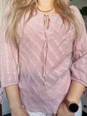 Pink vintage blouse with a tie on the bust and sleeves