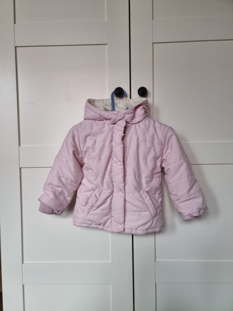 Pink quilted jacket with fleece lining, 92 cm, 2 years.