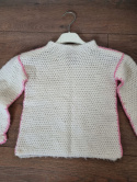 HANDMADE cream sweater with pink thread