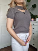 Gray cotton blouse with a choker