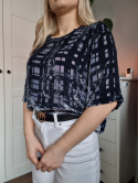 Navy blue blouse with silk, size L