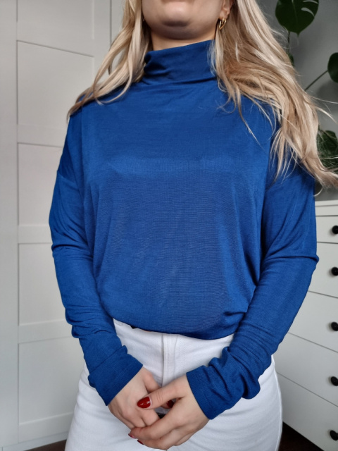 Cobalt blue lightweight oversized turtleneck