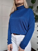 Cobalt blue lightweight oversized turtleneck