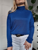 Cobalt blue lightweight oversized turtleneck