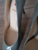 Grey glossy pumps Högl, genuine leather, size 38