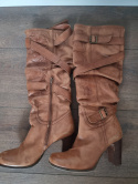 Bronx knee-high boots, natural leather, size 37