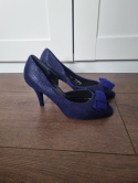 Ryłko cobalt high heels with snakeskin and open toe