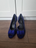 Ryłko cobalt high heels with snakeskin and open toe