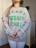 Grey cotton sweatshirt with slogans