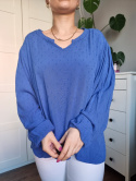 Cobalt blouse with plumeti, size L