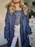 Navy blue spring jacket with hood r. 36