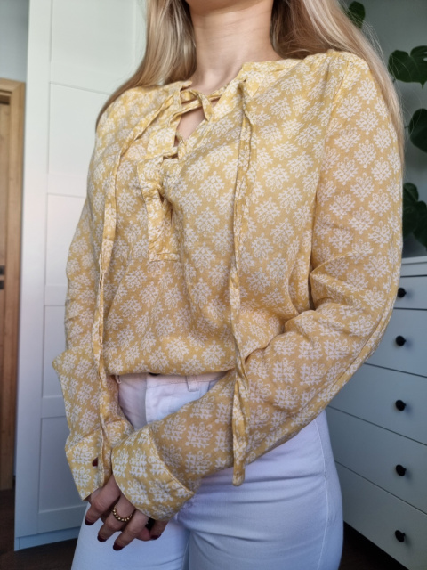 Żółta koszula boho z wiązaniem z przewiewnej bawełny, KappAhl, r. S Żółta koszula boho z wiązaniem z przewiewnej bawełny, KappAhl, r. S