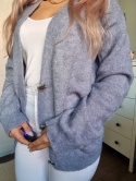 Baby blue kardigan z alpaki i wełny L – ciepły, miękki, oversize sweter chunky knit
