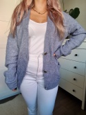 Baby blue kardigan z alpaki i wełny L – ciepły, miękki, oversize sweter chunky knit