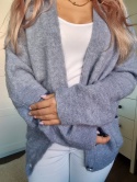 Baby blue kardigan z alpaki i wełny L – ciepły, miękki, oversize sweter chunky knit