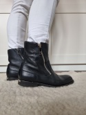 Czarne ocieplane niskie botki Burberry skóra naturalna, futerko r 38