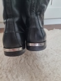 Czarne ocieplane niskie botki Burberry skóra naturalna, futerko r 38