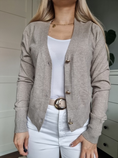 Elegancki sweterek / kargidan z wiskozą, kolor taup Elegancki sweterek / kargidan z wiskozą, kolor taup