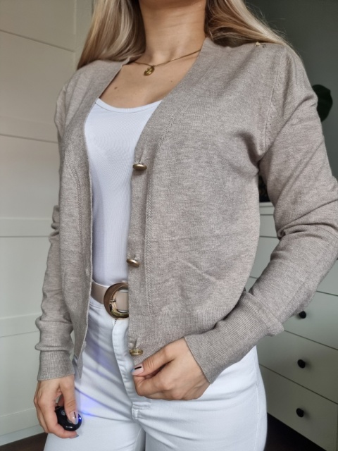 Elegancki sweterek / kargidan z wiskozą, kolor taup Elegancki sweterek / kargidan z wiskozą, kolor taup