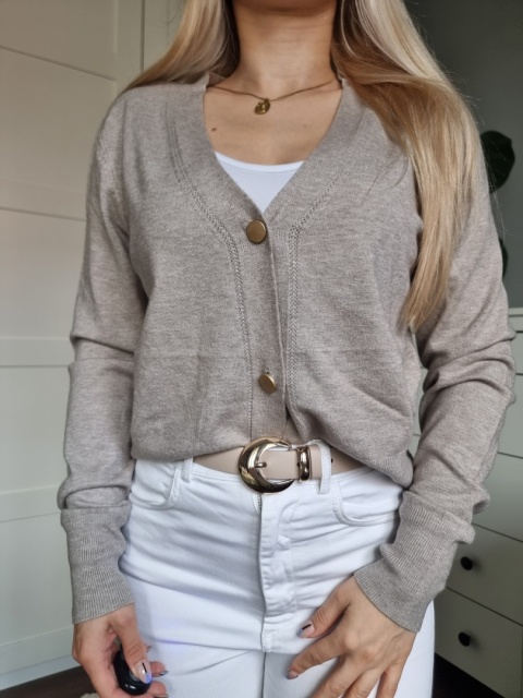 Elegancki sweterek / kargidan z wiskozą, kolor taup Elegancki sweterek / kargidan z wiskozą, kolor taup