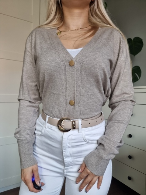 Elegancki sweterek / kargidan z wiskozą, kolor taup Elegancki sweterek / kargidan z wiskozą, kolor taup