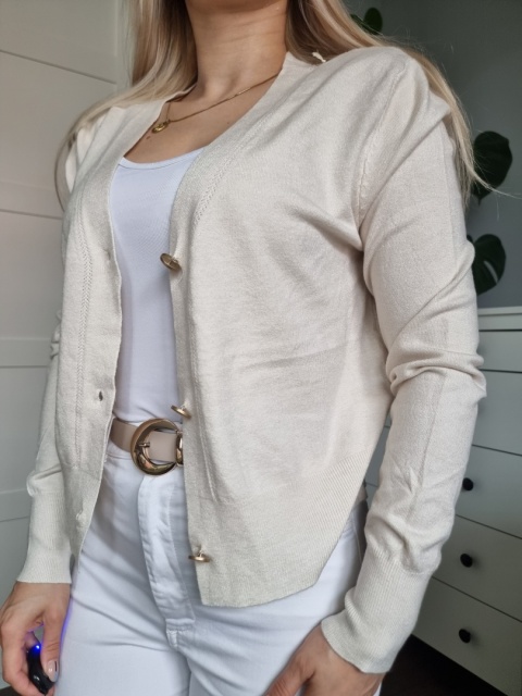 Elegancki kremowy sweterek / kargidan z wiskozą Elegancki kremowy sweterek / kargidan z wiskozą