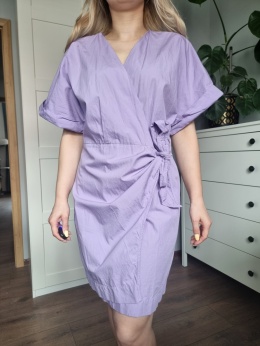 Kopertowa lawendowa sukienka / kimono, r. M, bawełna