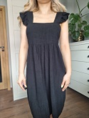Czarna letnia sukienka, wiskoza i len, Selected Femme, r. S