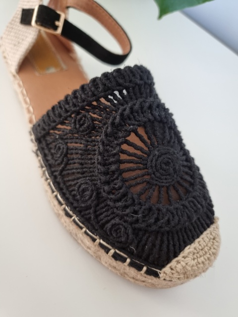 Czarno beżowe espadryle, lekkie, boho, rozmiar 39 Czarno beżowe espadryle, lekkie, boho, rozmiar 39