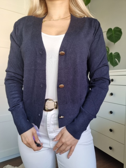 Elegancki granatowy sweterek / kargidan z wiskozą Elegancki granatowy sweterek / kargidan z wiskozą