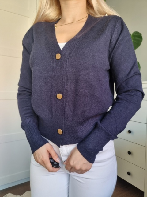 Elegancki granatowy sweterek / kargidan z wiskozą Elegancki granatowy sweterek / kargidan z wiskozą