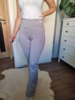 Szare dresy proste nogawki rozszerzane wysoki stan talia kobiece sportowe roz S