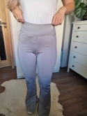 Szare dresy proste nogawki rozszerzane wysoki stan talia kobiece sportowe roz S