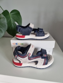 Sandálky Geox z pravé kůže pro chlapce, tmavě modro-šedé, vel. 28